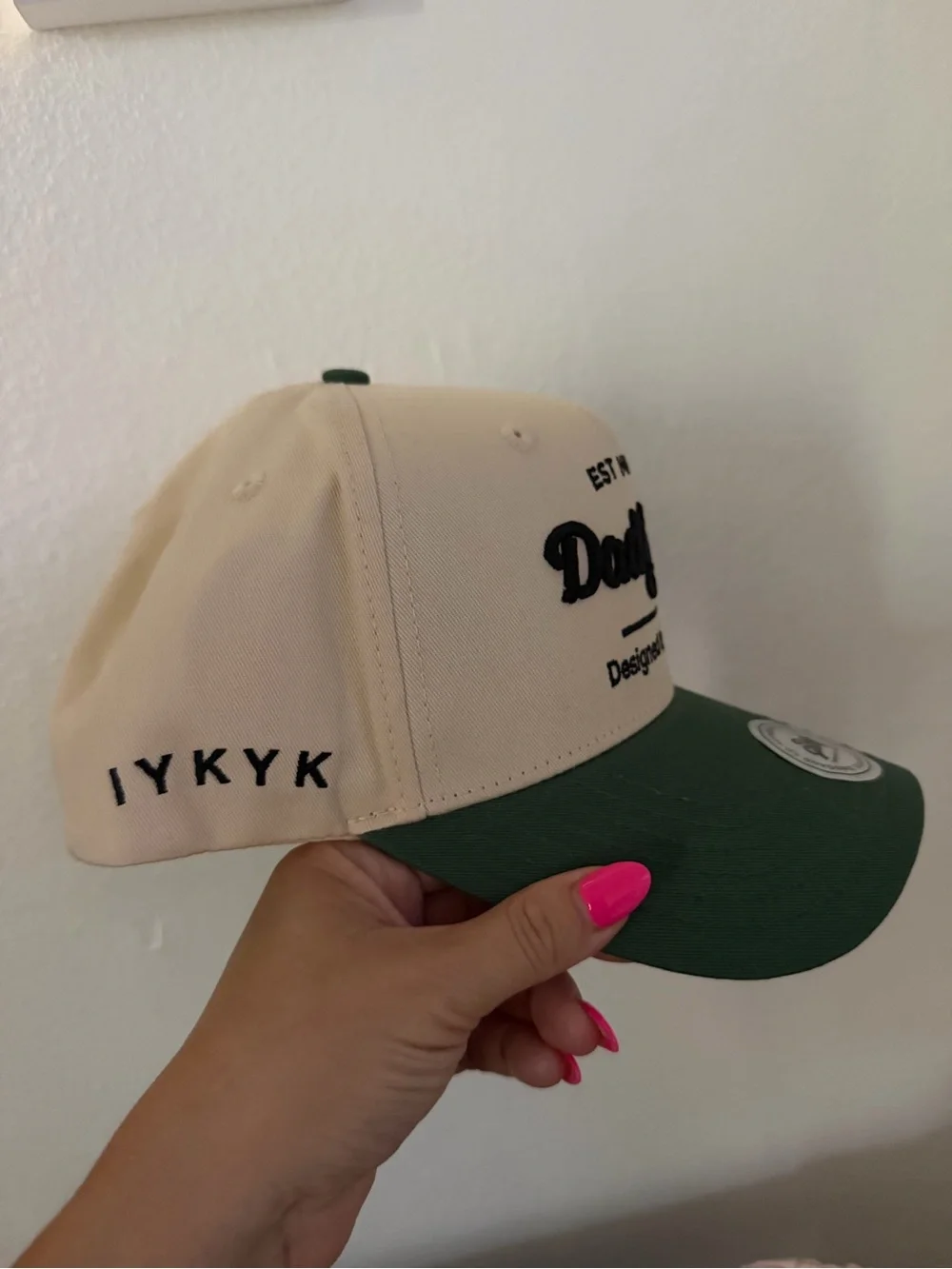 'Designed by Dads' Two-Tone Baseball Cap - Cream & Green